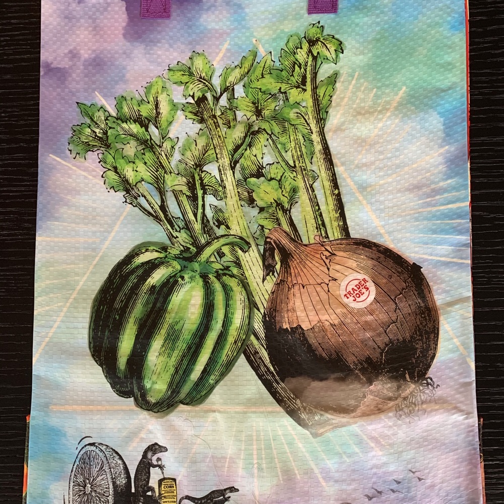 2 VERY BRUISED Trader Joe’s  reusable bags / totes Louisiana - Picture 3 of 4